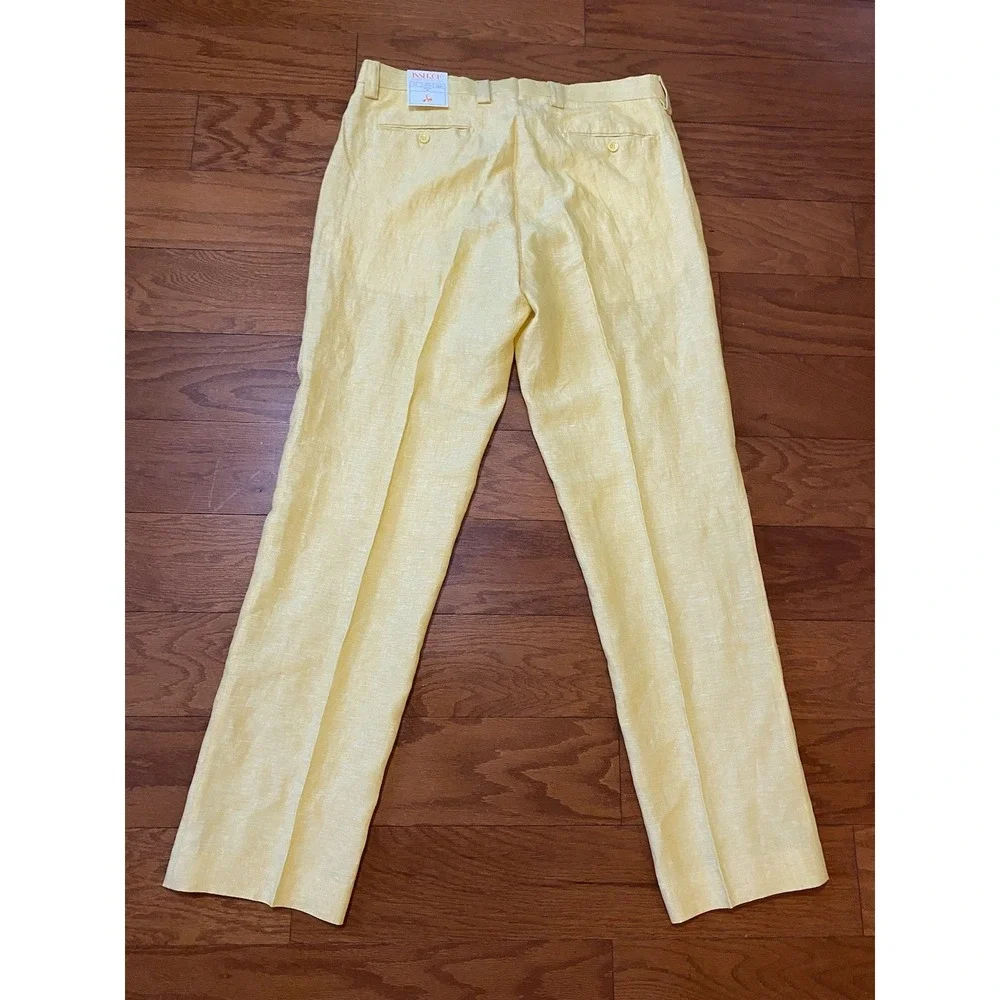 Inserch Linen Dress Pants Mens Size 38 Yellow Banana Cream Summer‎ New! NWT